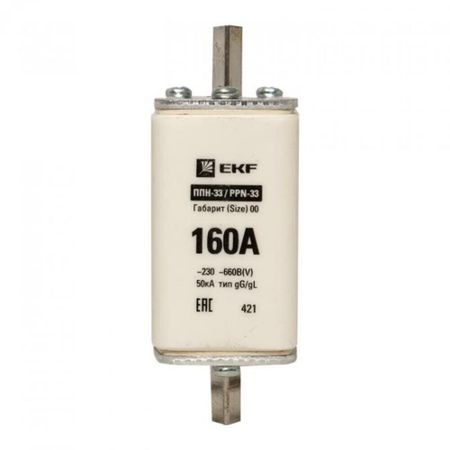 Вставка плавкая EKF PROxima ППН-33 160А 50 кА 660 В (fus-33/160) вставка плавкая цилиндрическая ekf proxima пвц 6а 10х38 мм 500 в ip20 20 шт pvc 10х38 6
