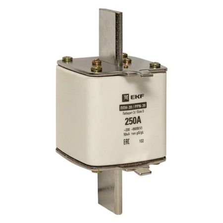 Вставка плавкая EKF ППН-39 250А 50 кА 660 В (fus-39/630/250) вставка плавкая цилиндрическая ekf proxima пвц 6а 10х38 мм 500 в ip20 20 шт pvc 10х38 6