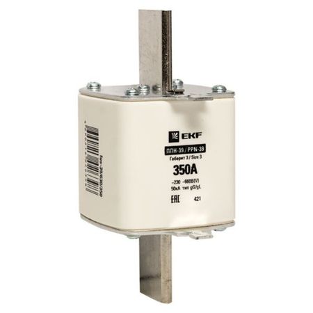 Вставка плавкая EKF ППН-39 350А 50 кА 660 В (fus-39/630/350) вставка плавкая ekf пвц 2p 10а 50 ка 500 в цилиндрическая 20 шт pvc 10х38 10