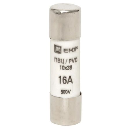Вставка плавкая EKF ПВЦ 16А 50 кА 500 В цилиндрическая (pvc-10x38-16)