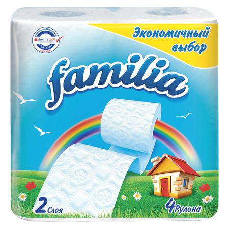 Туалетная бумага Familia  двухслойная белая 4 шт