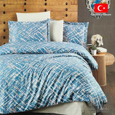 Комплект постельного белья Eliveon полуторный хлопок темно-синий
