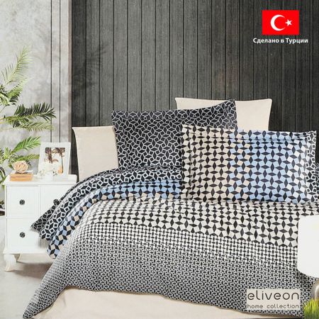 Комплект постельного белья Eliveon полуторный хлопок синий