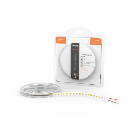 Лента Gauss Basic LED 2835/120 12V 9,6W/m 624lm/m 3000K 8mm IP20 5m лента gauss basic led 10вт м 700лм м 3000k 10мм ip65 12в 3м