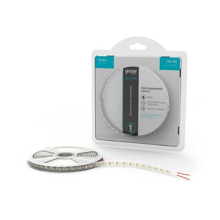 Лента Gauss Basic LED 5050/60 12V 10W/m 700lm/m 4000K 10mm IP65 3m лента gauss basic led 10вт м 700лм м 3000k 10мм ip65 12в 3м