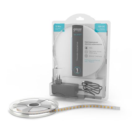 Лента Gauss Basic в комплекте LED 2835/120 12V 12W/m 1200lm/m 4000K 8mm IP65 5m wurkkos hd01 уф фонарик 1200lm