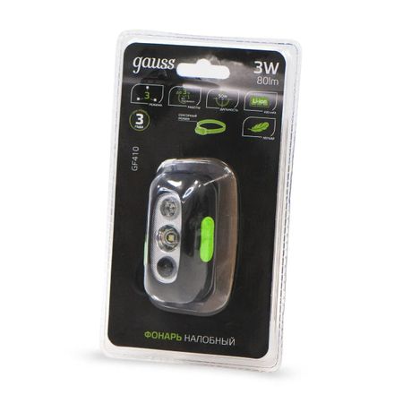 Фонарь налобный Gauss модель GFL410 3W 80lm Li-ion 400mAh LED фонарь налобный gauss gfl304 3вт led 180лм 3xaaa