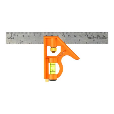 Угольник строительный Truper 180 мм с уровнем стальной