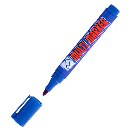 Маркер перманентный Crown Multi Marker синий грифель 3 мм маркер для доски синий 5мм толстый корпус goodmark