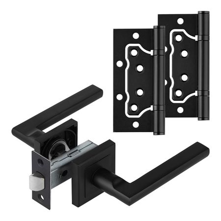 Комплект фурнитуры для двери Corsa Deco Primrose с защелкой и петлями квадратная розетка черный (990309)