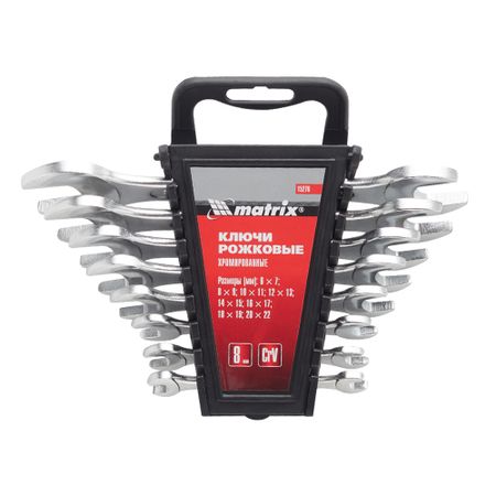 Набор гаечных ключей рожковых Matrix 6-22 мм (8 шт.) ольга валерьевна валентионок учи ключи изучаем запоминаем пишем и играем 214 ключей китайских иероглифов учебное пособие 2 е издание