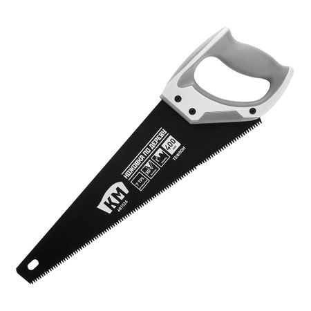 Ножовка по дереву КМ Teflon 400 мм 7 зуб/дюйм крупный зуб псалтирь крупный шрифт