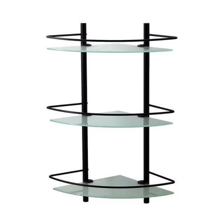Полка для ванной WasserKraft Elbe угловая трехъярусная 305х305х610 мм стекло/металл черная (K-3133B)