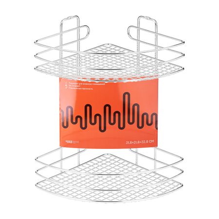 Полка для ванной ЧМЗ угловая двухъярусная 218х218х328 мм металл хром (501-005-09)