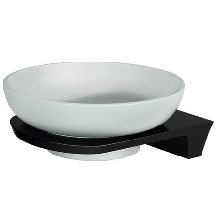 Мыльница для ванной WasserKraft Glan K-5100 с держателем стекло/металл черная (K-5129)