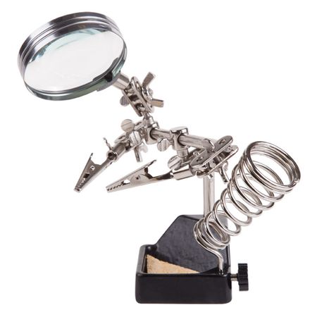 Держатель Rexant Третья рука с лупой х2.5 (12-0252) отсос для припоя