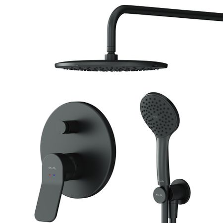 Душевая система AM.PM X-Joy встраиваемая с верхним душем с лейкой черная (FB85A1RH02) средство для промывания полости носа система с 6 мес duo софт мини аквалор душ струя 50мл