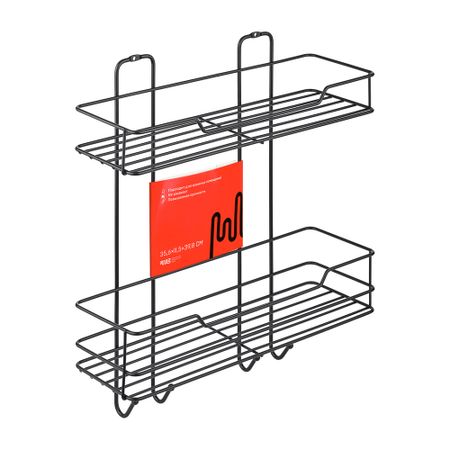 Полка для ванной ЧМЗ Лофт двухъярусная 356х115х398 мм металл черная (513-002-01)
