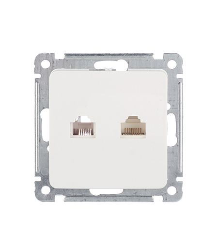 Розетка компьютерная/ телефонная Hegel Master встраиваемая белая RJ11/ RJ45 (РСКТ-440)