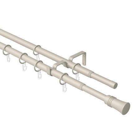 Карниз настенный металлический двухрядный раздвижной 160-300 см d16/19 мм сталь (151.212)