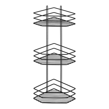 Полка для ванной Металаксон Drop угловая трехъярусная 200х200х660 мм металл черная (4895-3/ЧМПУТВ-3)