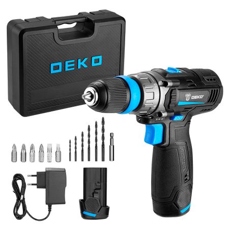 Дрель-шуруповерт аккумуляторная Deko GCD12DU3 12 В 1,5 Ач Li-Ion 2 АКБ и ЗУ (063-4115)