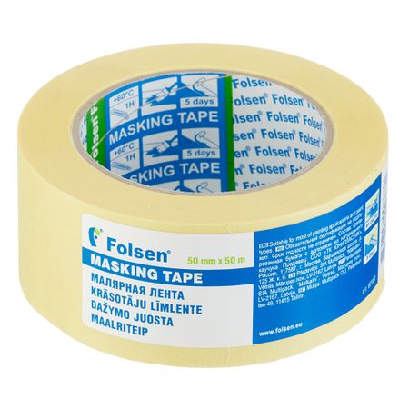Лента малярная Folsen желтая 50 мм 50 м (02350) лента малярная folsen 38ммх50м арт 02338