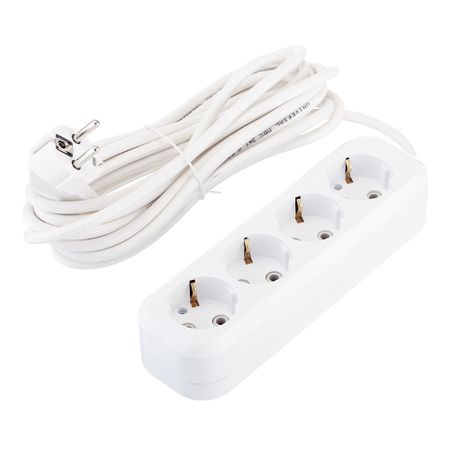 Удлинитель UNIVersal 4 розетки 5 м ПВС 3х1 кв.мм 13 А 2,9 кВт белый (9631982) iec320 c14 c13 электрическая розетка переменного тока 3 женских и мужских разъемов 3 контактное крепление розетки
