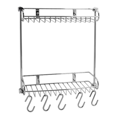 Полка для ванной WasserKraft двухъярусная с крючками 130х326х342 мм металл хром (K-1422)