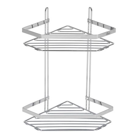 Полка для ванной Lider Drop угловая двухъярусная 200х200х340 мм металл хром (4241)