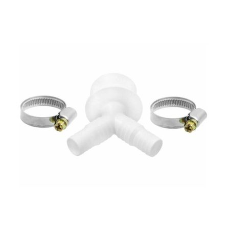 Переходник ДТРД двойной 16/25х50 мм для подключения сливного шланга с хомутами