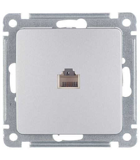 Розетка телефонная Hegel Master встраиваемая серебро RJ11 (РСТ-400-06)