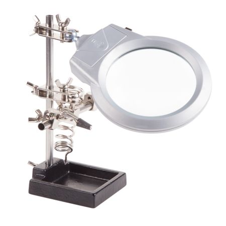 Держатель Rexant Третья рука с LED подсветкой и лупой х2.5 (12-0253) отсос для припоя