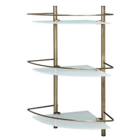Полка для ванной WasserKraft Exter угловая трехъярусная 310х310х610 мм стекло/металл бронза (K-3533)