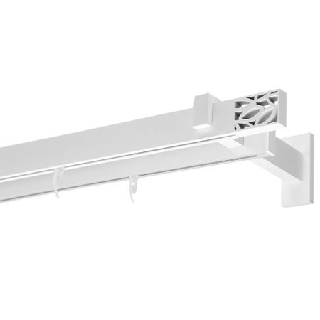 Карниз настенный металлический двухрядный профильный Хай-тек 200 см белый (170.574)