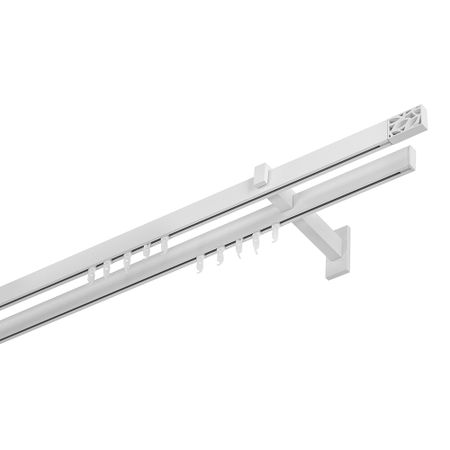 Карниз настенный металлический двухрядный профильный Хай-тек 200 см белый (170.574) антикварные алюминиевые крючки для одежды 5 рядные