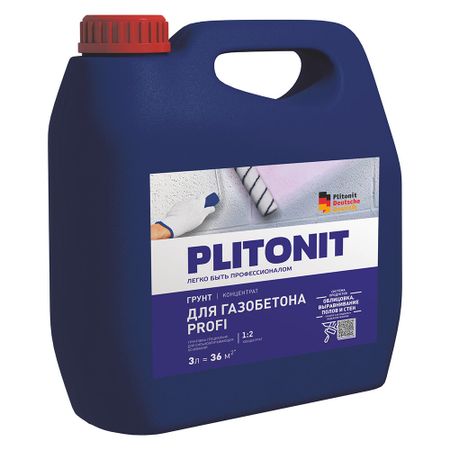 Грунт Plitonit Profi для газобетона 3 л концентрат 1:2