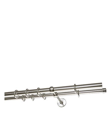 Карниз настенный металлический двухрядный круглый 240 см d20 мм серебро