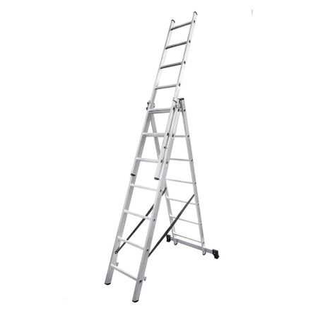 Лестница алюминиевая трансформер трехсекционная 7 ступеней Hesler бытовая джоэль марш ux для бизнеса