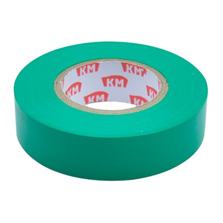 Изолента КМ ПВХ зеленая 15 мм 20 м односторонняя