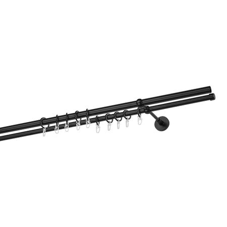 Карниз настенный металлический двухрядный круглый 280 см d20 мм черный