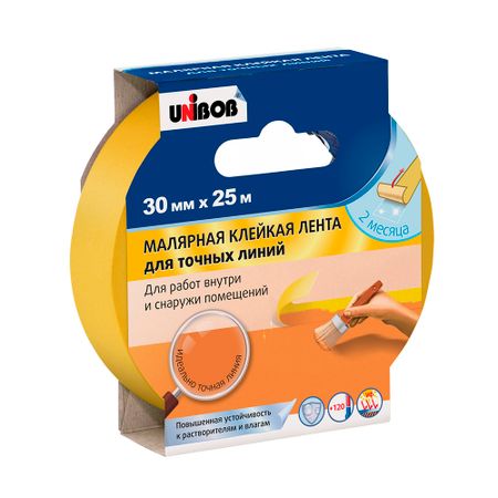 Лента малярная Unibob для четкого края желтая 30 мм 25 м (91034) хайко вольц первое чтение для любителей minecraft месть дракона до края
