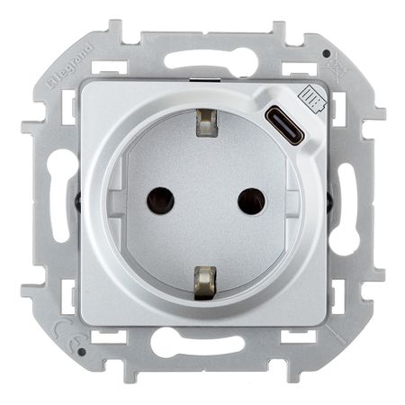 Розетка Legrand Inspiria встраиваемая алюминий с USB Type-C (673772)