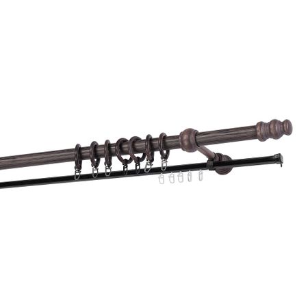 Карниз настенный деревянный двухрядный круглый 250 см d 28 мм венге деревянный конус для колец