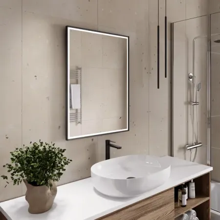 Зеркало для ванной Shape 60x80 см с подсветкой и датчиком серый кант