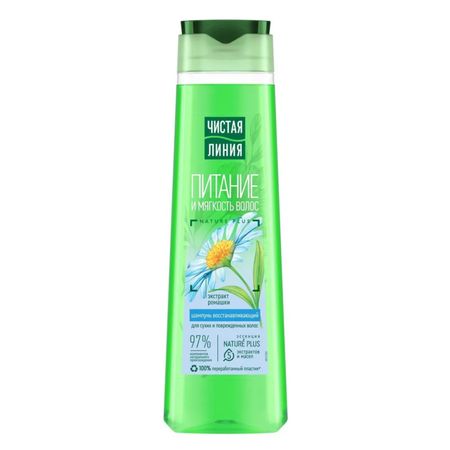 Шампунь Чистая линия восстанавливающий с репейным маслом и экстрактом ромашки для поврежденных волос 750 мл