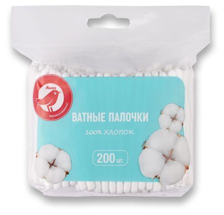 Ватные палочки АШАН Красная птица, 200 шт