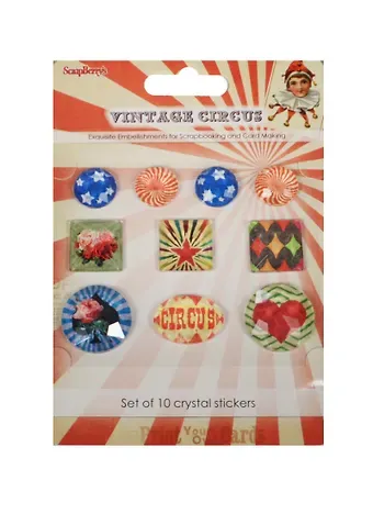 Акриловые украшения Камушки со стикером Старый цирк (SCB53000002) (10шт.) (упаковка)