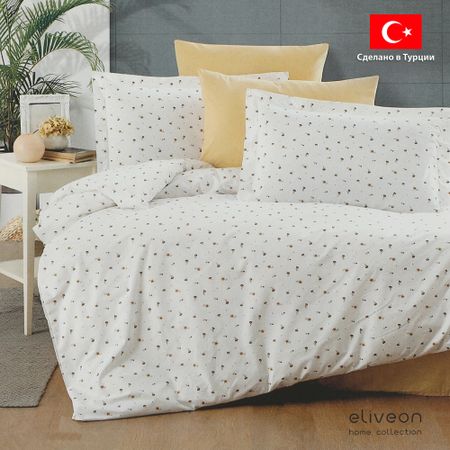 Комплект постельного белья Eliveon Евро хлопок белый комплект постельного белья sofi de marko флер 3 белый с серым евро