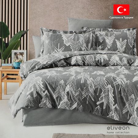 Комплект постельного белья Eliveon Евро хлопок серый